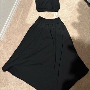 Crop top and high low split maxi skirt